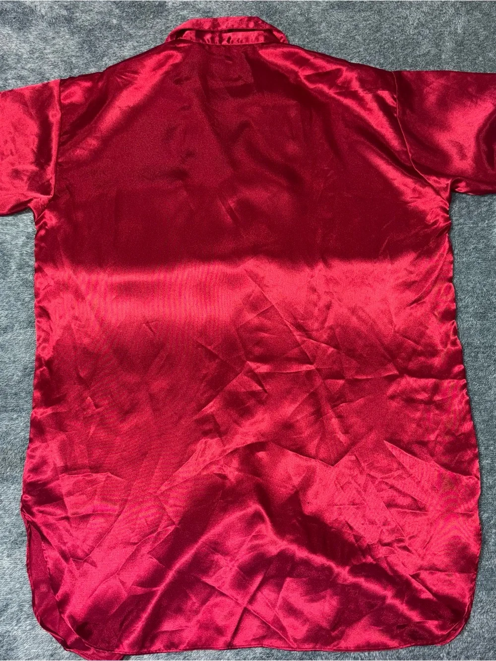 Vintage (1996) White Label Victoria’s Secret Red Satin Sleep Shirt Size XS
